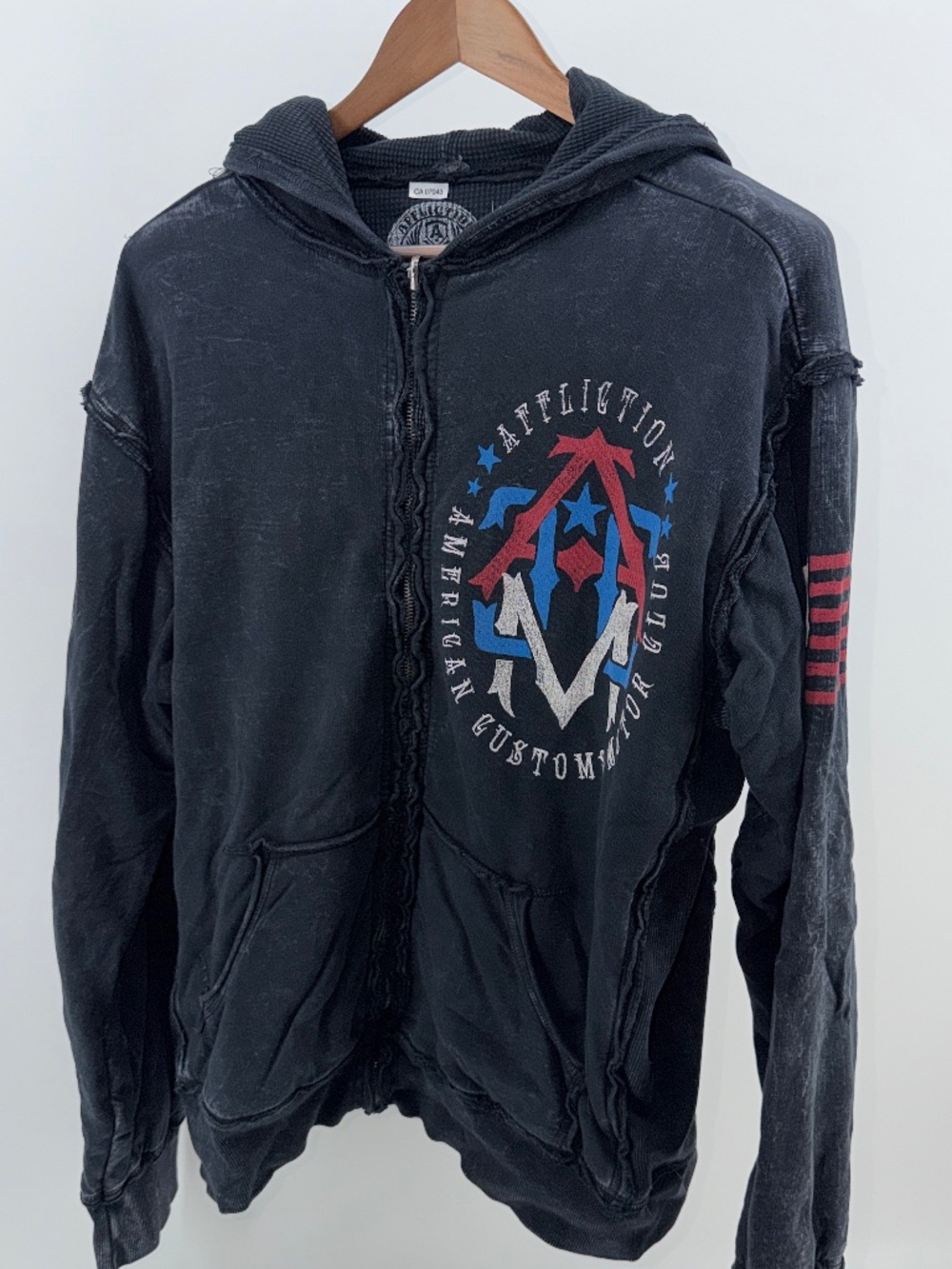 Affliction American Custom Motor Club Eagle Zip Hoodie Large Made USA
